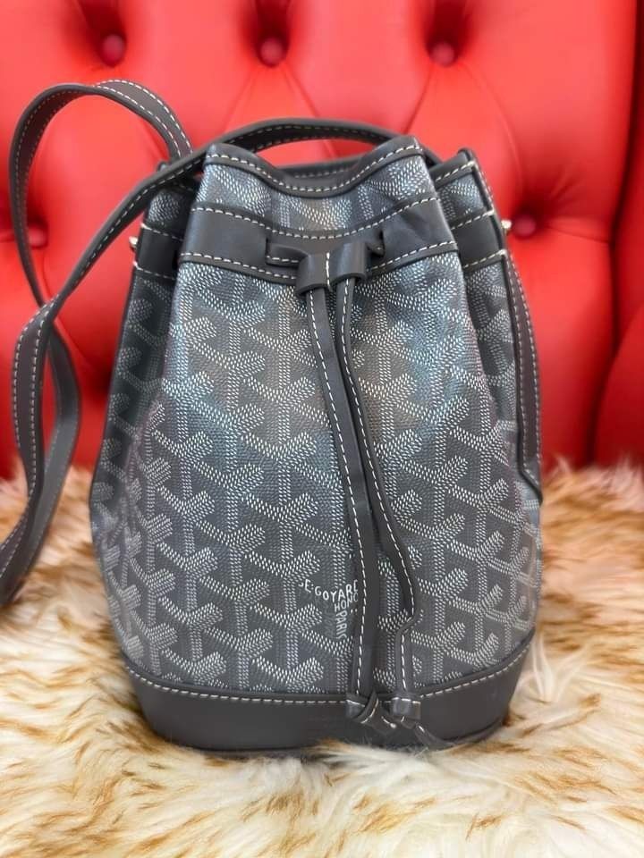 💋GOYARD Goyardine Petit Flot Bucket Bag Grey, Luxury, Bags