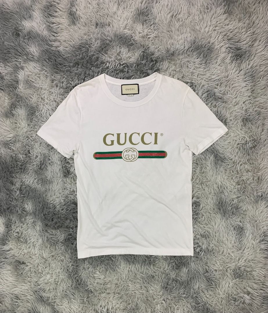 Oversize washed T-shirt with Gucci logo