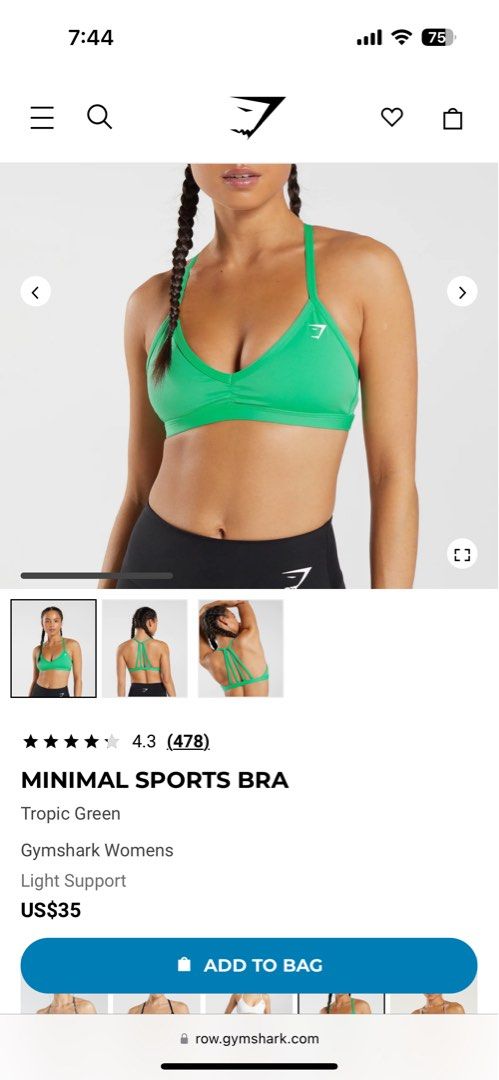 Gymshark Minimal Sports Bra (XS), Women's Fashion, Activewear on