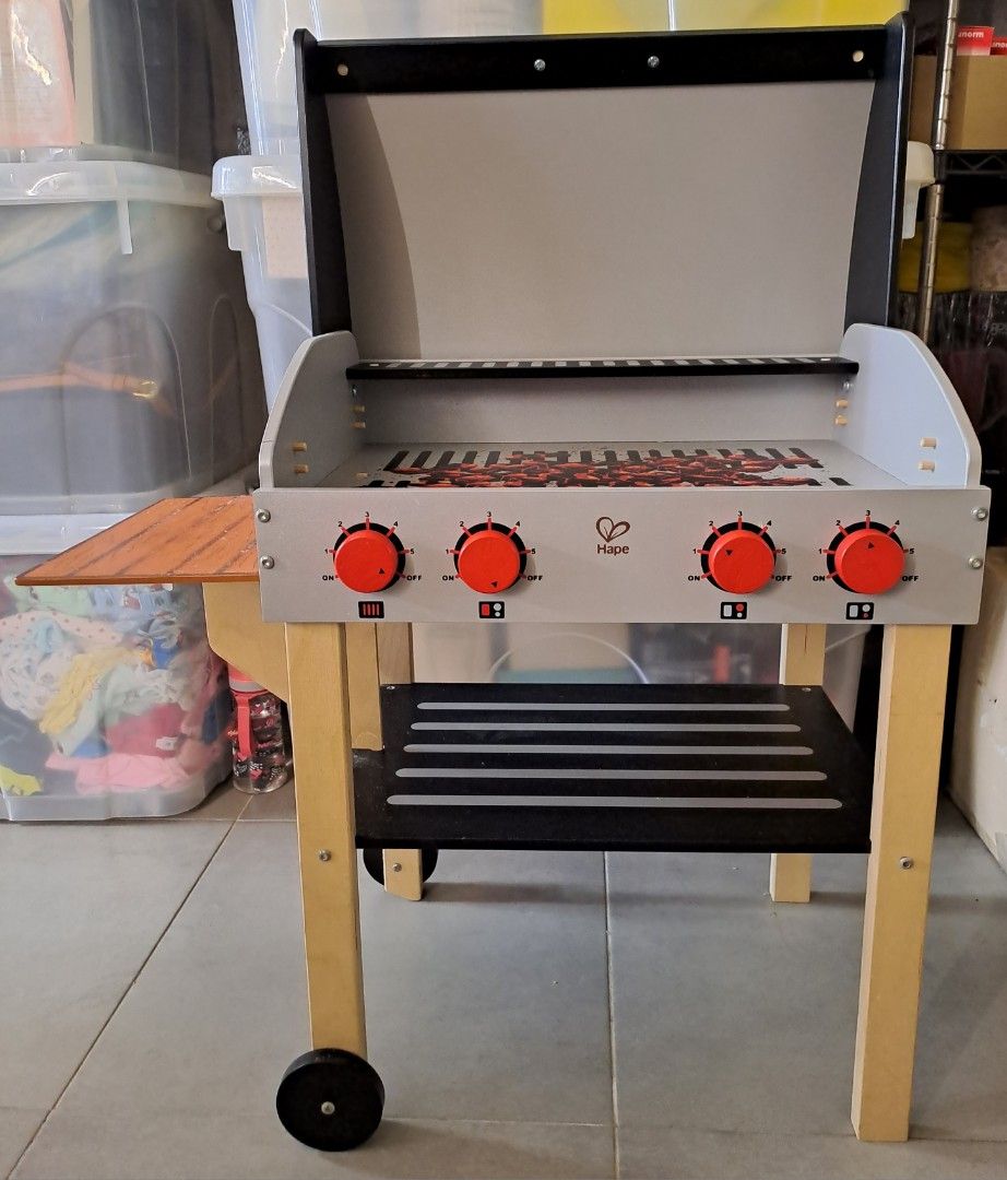 Hape Wood Wooden BBQ Barbeque Barbecue Pit Grill Stove Hobbies Toys Toys Games on Carousell