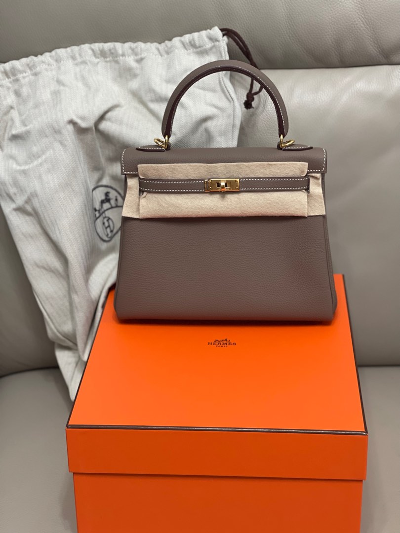 Hermes Kelly 28 Handbag CC37 Gold Epsom And Canvas GHW