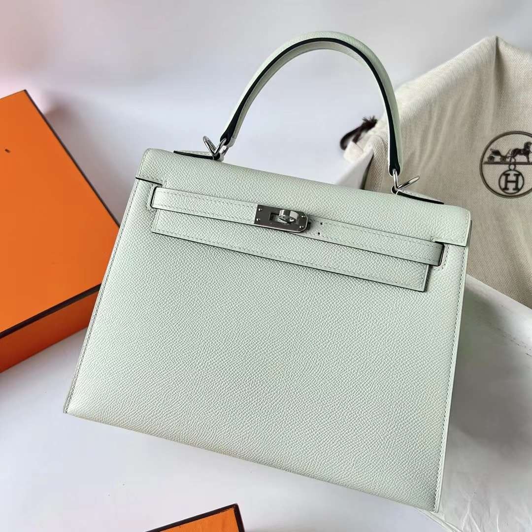 Hermes Kelly Epsom 0S Light Green Silver Hardware Phw 25cm Full