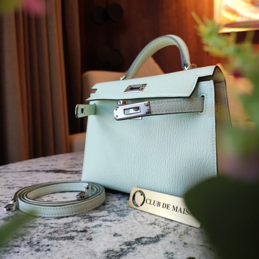 Hermes Mini Kelly 2 Vert Fizz 0S Chevre Palladium Hardware, 名牌, 手袋及銀包 ...