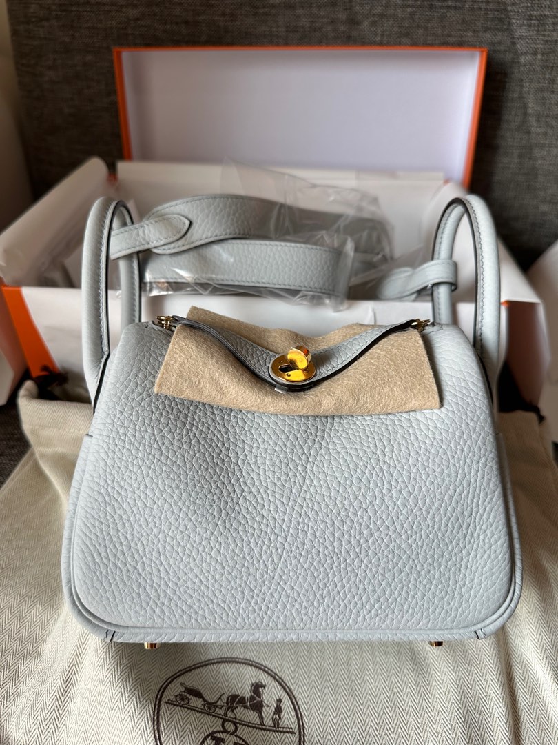 Hermes Mini Lindy Bleu Pale Taurillon Clemence Ghw B