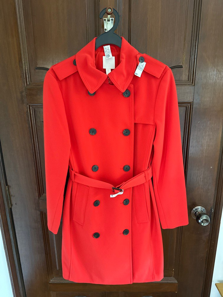 H M Red Trench Coat Size 8UK EUR 36