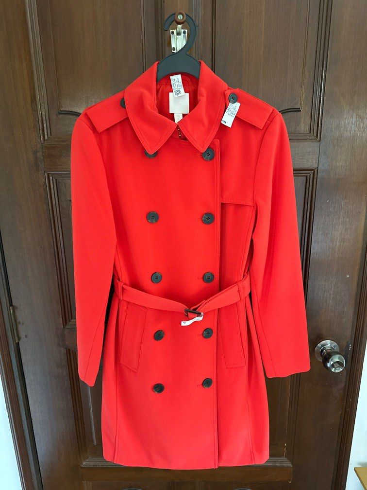 Red trench top coat cheap