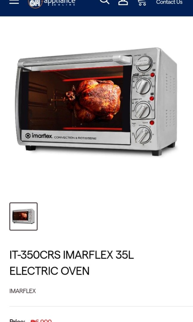 Imarflex 35L Convection & Rotisserie Oven With Dual temperature zone