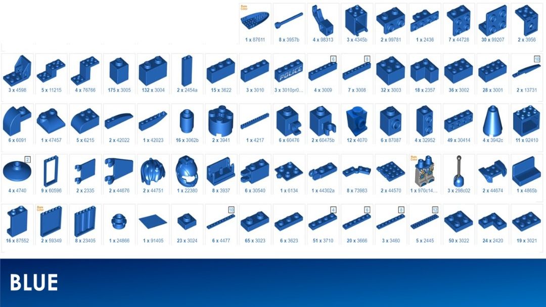 LEGO Spare Bricks Dark Blue Blue Medium Blue Bright Light