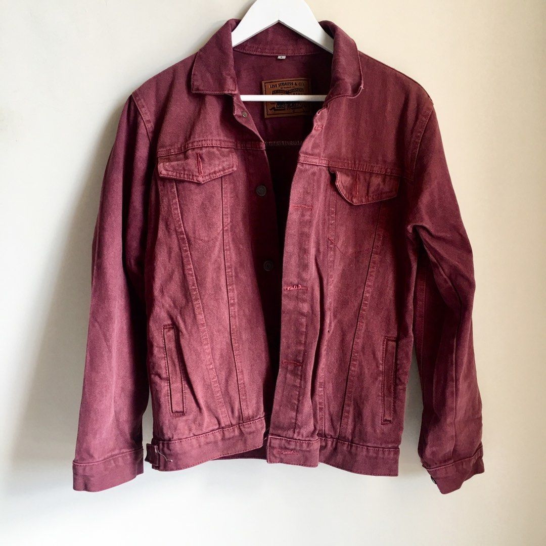 LEVIS MAROON DENIM JEANS JACKET jaket outer luaran atasan