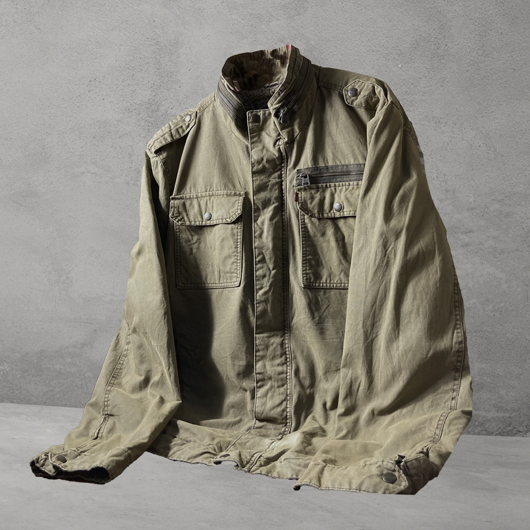 Levi's Men's Washed Cotton Two Pocket Sherpa Lined Military Jacket, Men
