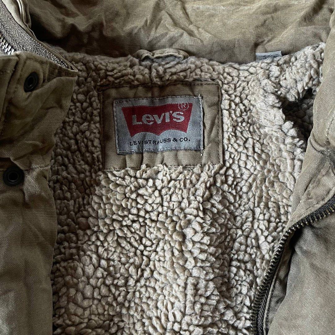 Levi's Men's Washed Cotton Two Pocket Sherpa Lined Military Jacket, Men