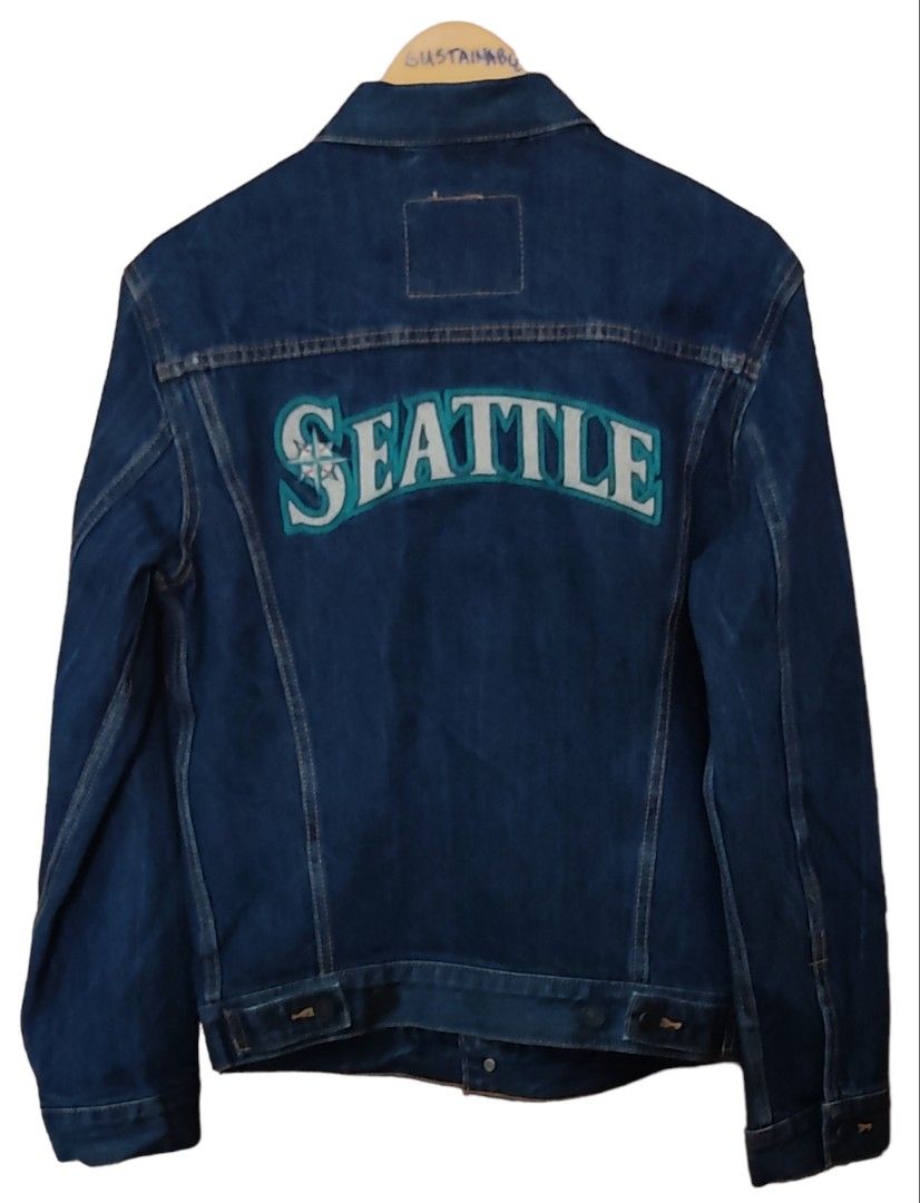 Levi's Seattle Mariners denim jacket (Category: Coats, Jackets and Outerwear) located in Las Pinas. Submitted by 05.11minimalist (Listing ID 1243112261, Image 2). Description: Levi's Major League Baseball Seattle Mariners denim jacket. Size S on tag. No damage to embroidered design and patch. No run, rips or holes. In very good condition..