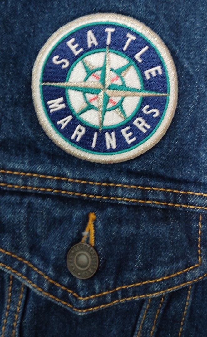 Levi's Seattle Mariners denim jacket (Category: Coats, Jackets and Outerwear) located in Las Pinas. Submitted by 05.11minimalist (Listing ID 1243112261, Image 3). Description: Levi's Major League Baseball Seattle Mariners denim jacket. Size S on tag. No damage to embroidered design and patch. No run, rips or holes. In very good condition..
