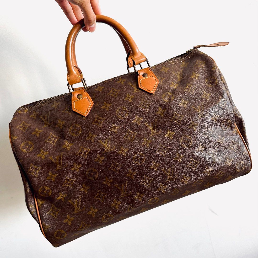 Authentic Vintage Louis Vuitton Monogram Speedy 35 Satchel Boston Bag