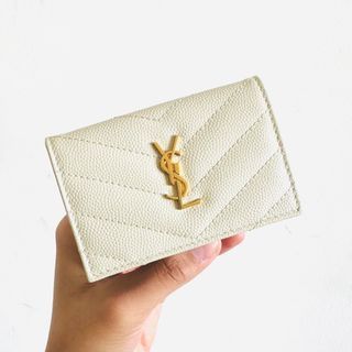 YSL LINE origami tiny wallet in grained leather