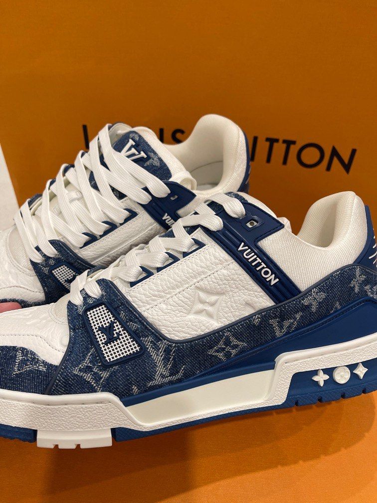 Louis Vuitton LV Trainer Blue Monogram Denim Nigo Sneaker Shoes (Size 10 US)