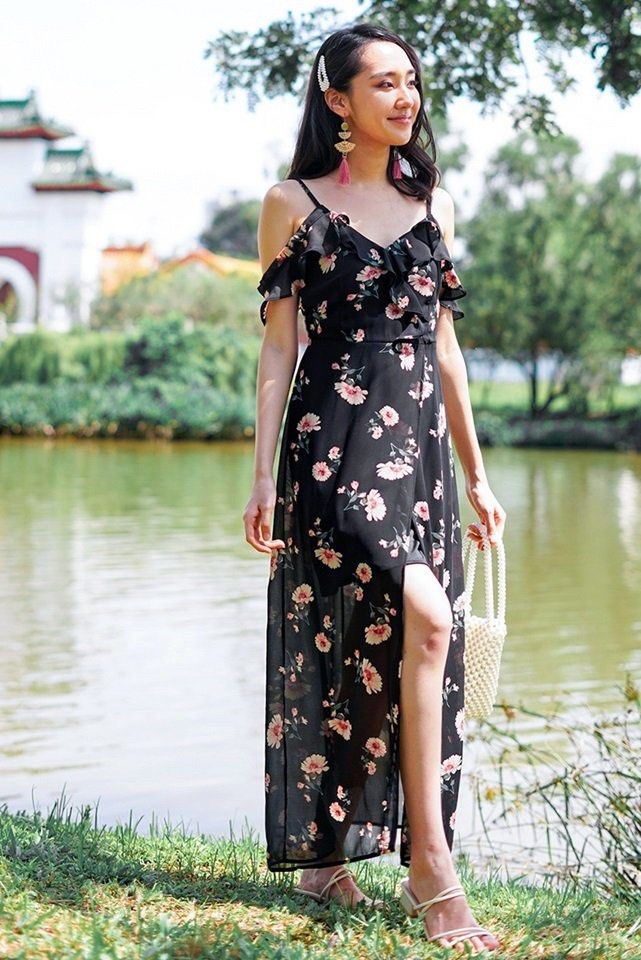 Black floral sale dress target