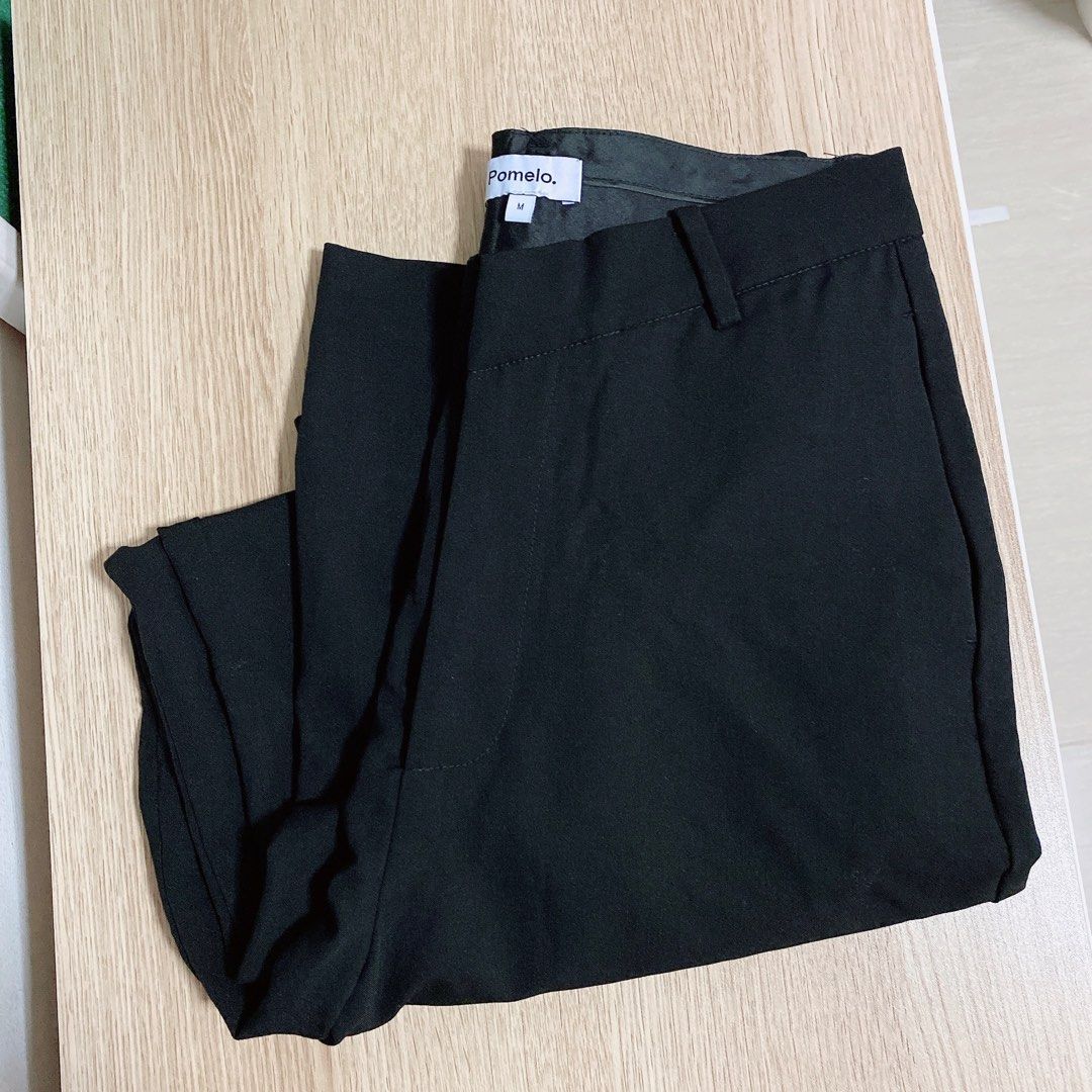 (M) Pomelo, V-shaped high waist pants in black