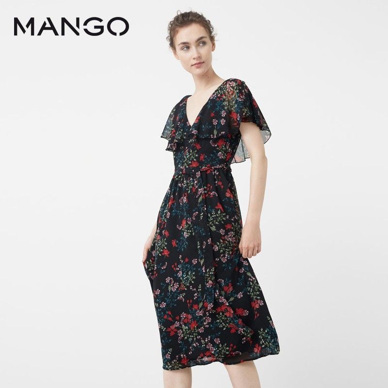 Mango flower chiffon online dress