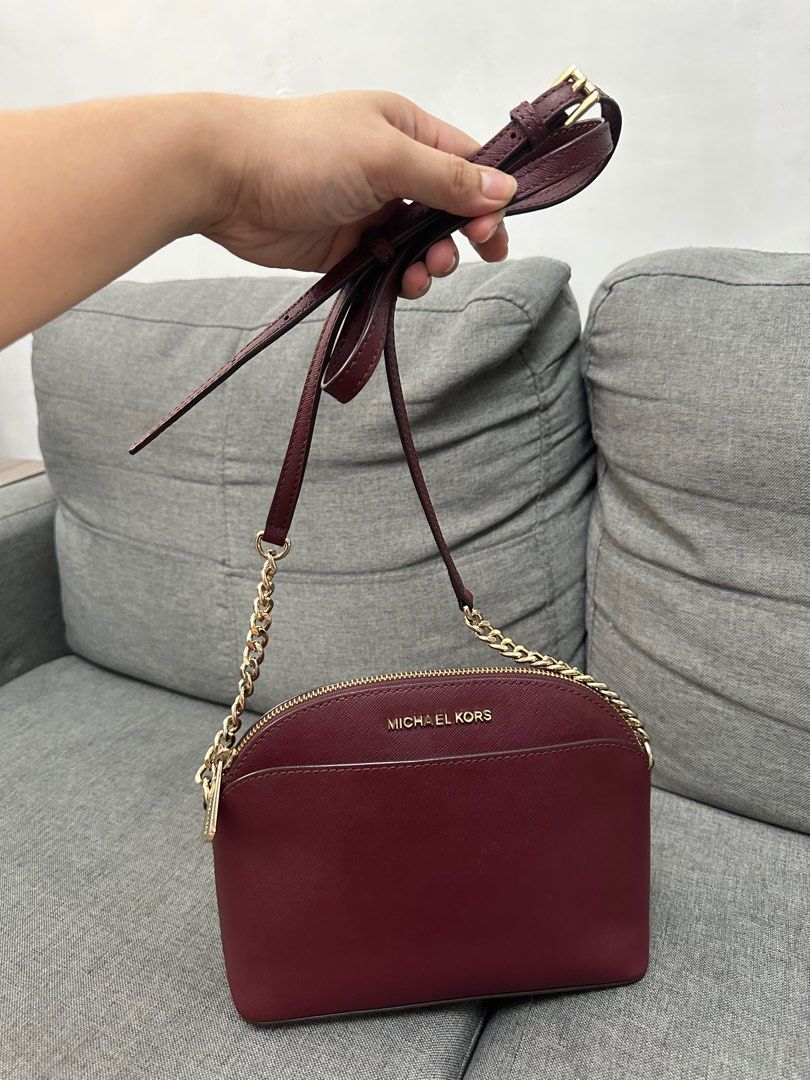 Michael Kors EMMY Dome Crossbody Bag Maroon