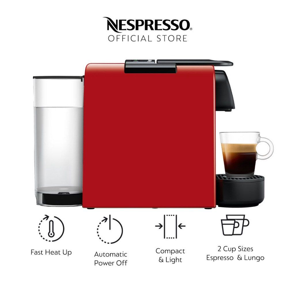 Nespresso Essenza Mini Coffee Machine Ruby Red, TV & Home Appliances