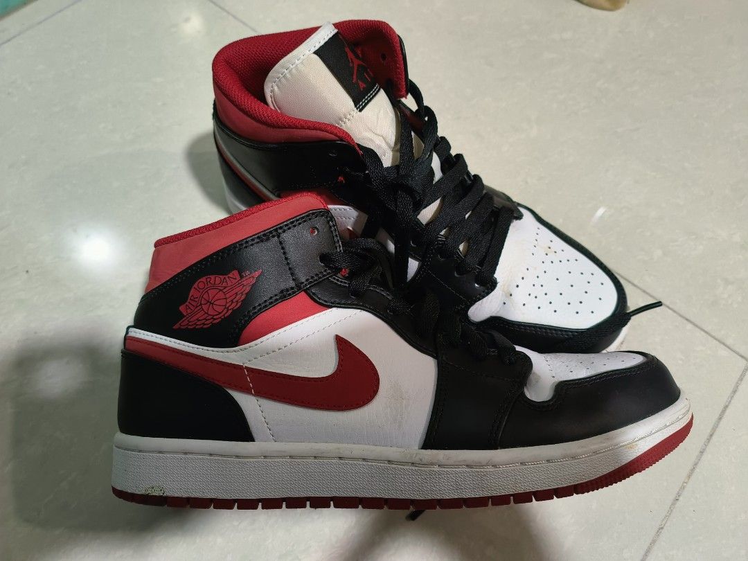 Nike Air Jordan 1 Mid White Gym Red Black EUR 42 Men s Fashion
