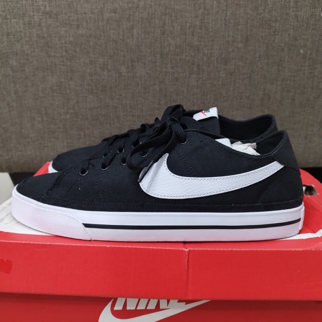 Nike Court Legacy Canvas Low Black White Original Resmi BNIB CW6539 002