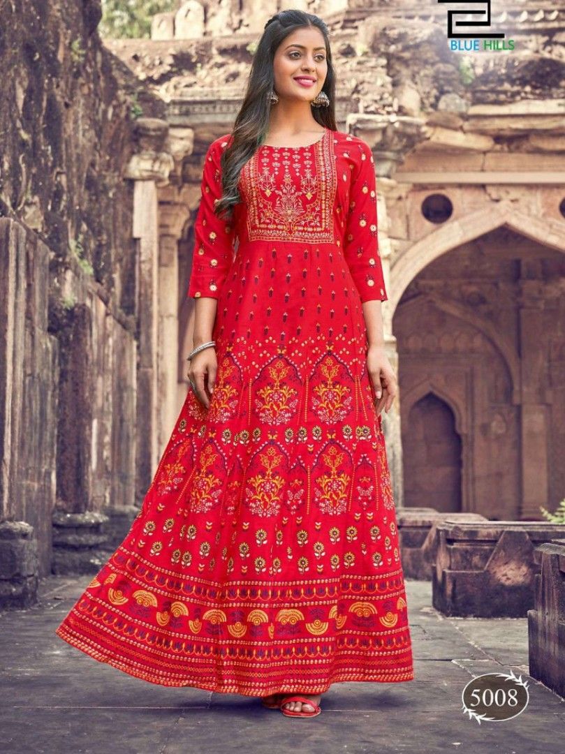 Red new arrivals anarkali kurti