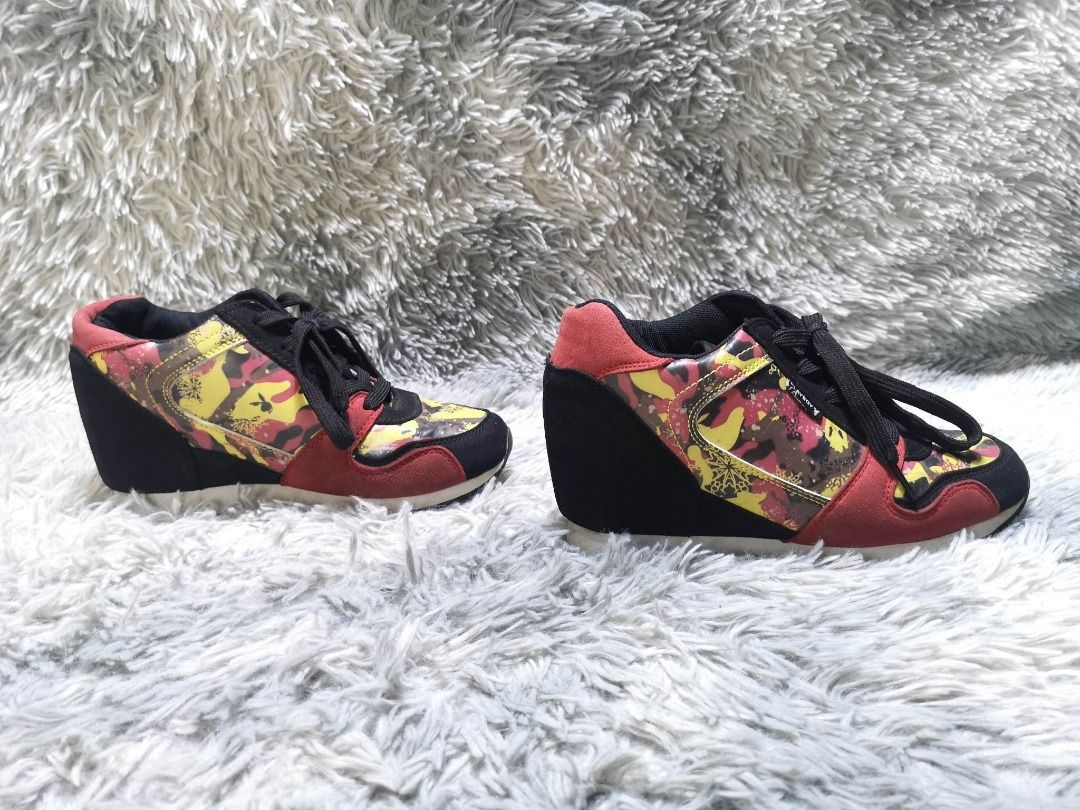 Play Boy Black Red Camouflage Wedge Sneakers Women s Fashion Footwear Sneakers on Carousell