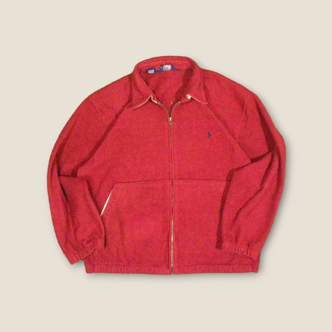 POLO RALPH LAUREN RED FLEECE HARRINGTON JACKET on Carousell