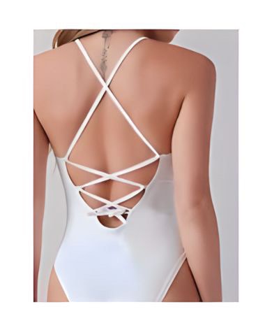 Lacing Back Swimsuit White