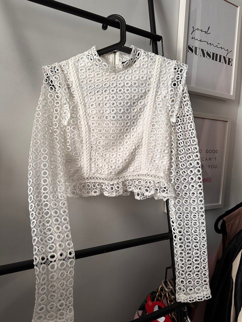 White lace shop high neck top