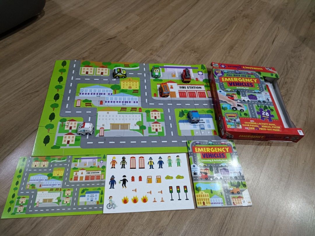 Toys Pull Back and Go Emergency Vehicles Activity Set, Hobbies & Toys, Toys & Games on Carousell