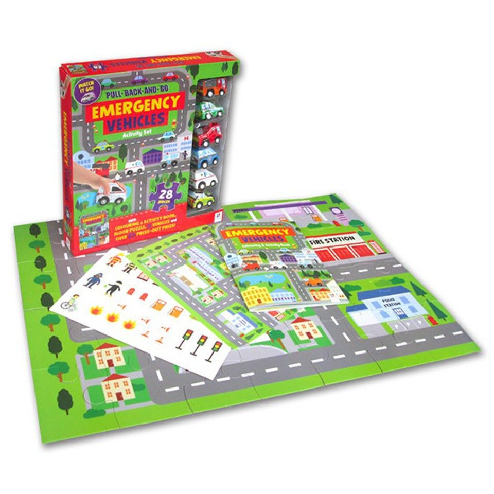 Toys Pull Back and Go Emergency Vehicles Activity Set, Hobbies & Toys, Toys & Games on Carousell