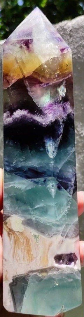 Rainbow Fluorite Tower 8 inches_ chunky