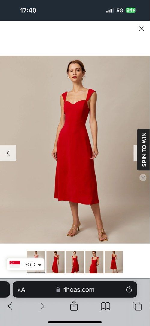 Red cap top sleeve midi dress