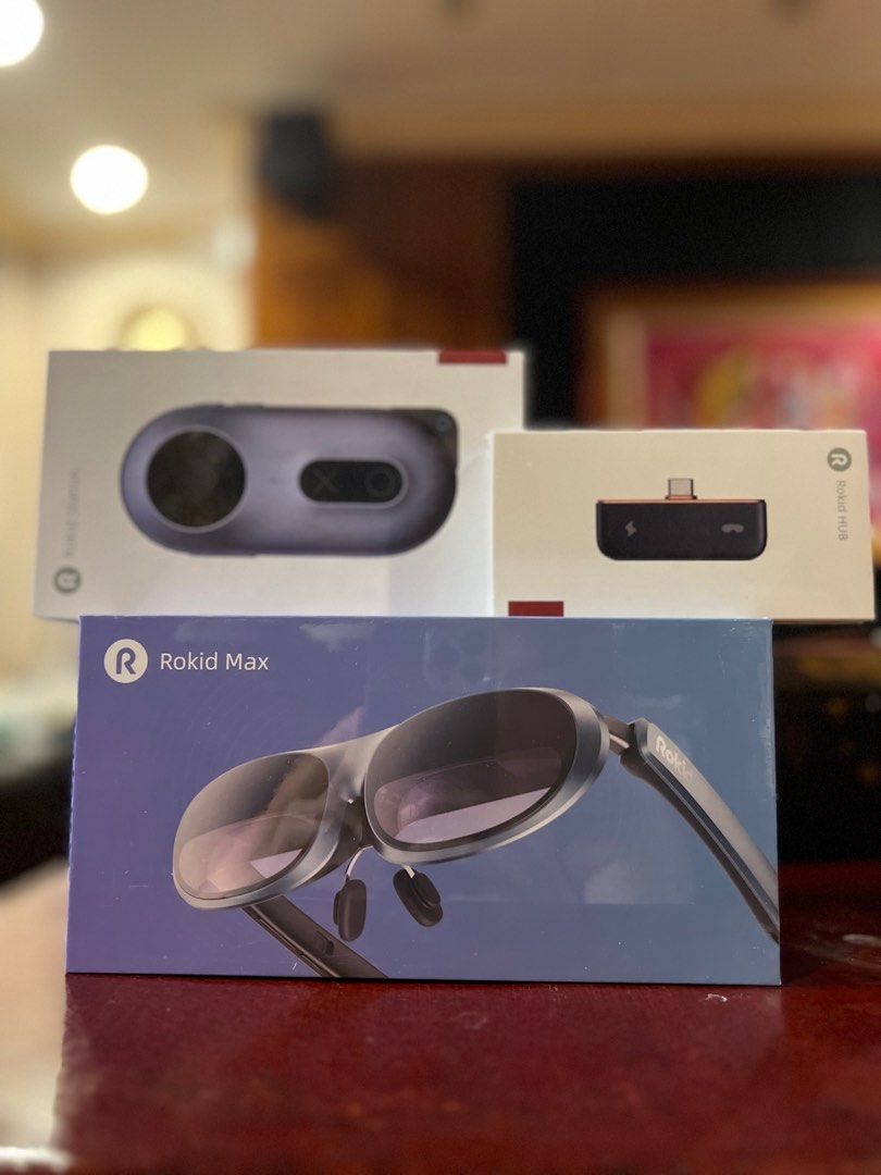 Rokid MAX AR glasses (Category: Other Gadgets) located in Quezon City. Submitted by everythingInternational (Listing ID 1243099380, Image 2). Description: Rokid Max AR glasses ₱17,500 FREE SHIPPING Rokid Station Global ₱ 8990 Top-tier audiovisual experiences Enjoy cinema-grade entertainment at home, on the road, or wherever you like with Rokid Max. A Game-changing experience Battle your enemies on the big screen wherever you are, with lasting com