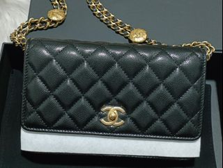 CHANEL Timeless Classic WOC Goatskin Wallet on Chain Bag Iridescent Si