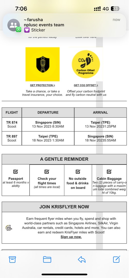 Scoot Ticket SG TPE SG