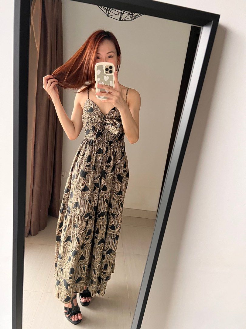 Gold floral hotsell maxi dress