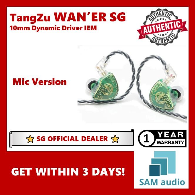 TANGZU WAN ER SG HiFi 10mm Dual Cavity Dynamic Driver IEM In Ear Earphone  Detachable 0.78