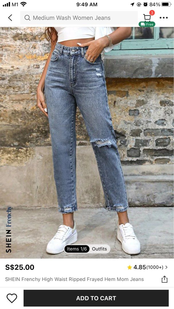 Frayed hem sales mom jeans