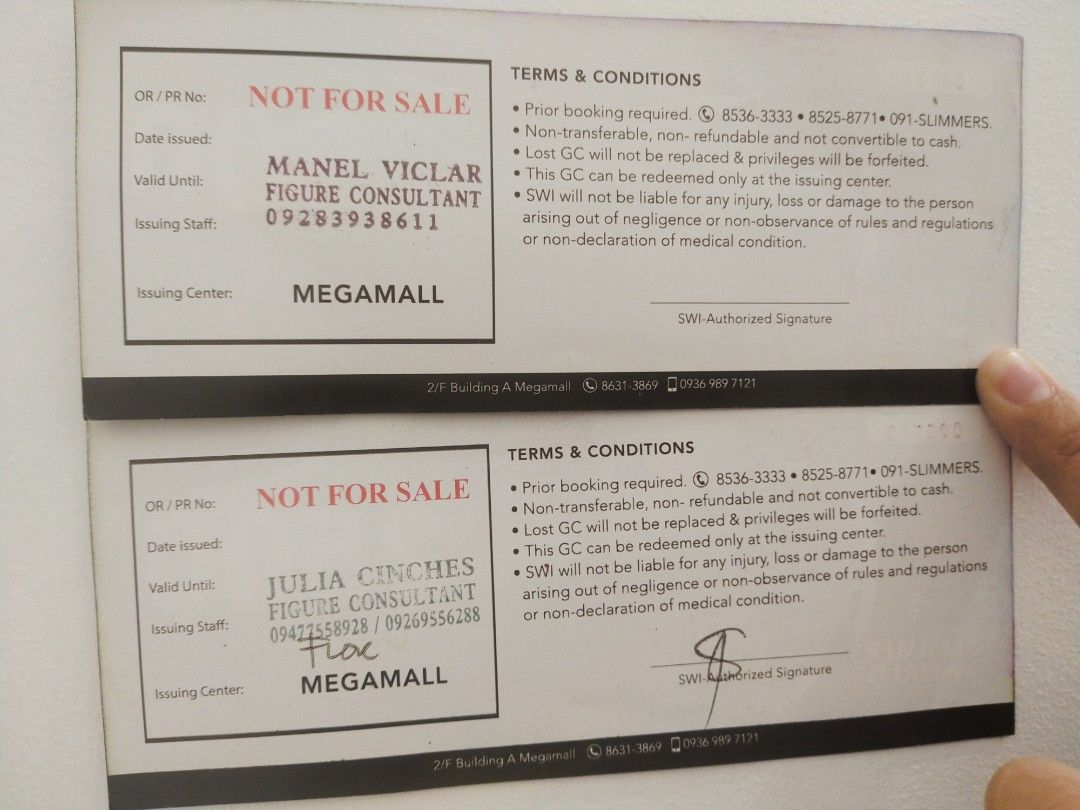 Slimmers world 7.5k Gc (Category: Store Credits) located in Makati City. Submitted by bettyonnng (Listing ID 1243165402, Image 2). Description: 5,000 only for this 3 vouchers can be used for body treatment or gym at Megamall branch only,.. You can message first their consultant for your assurance.. no expiration...