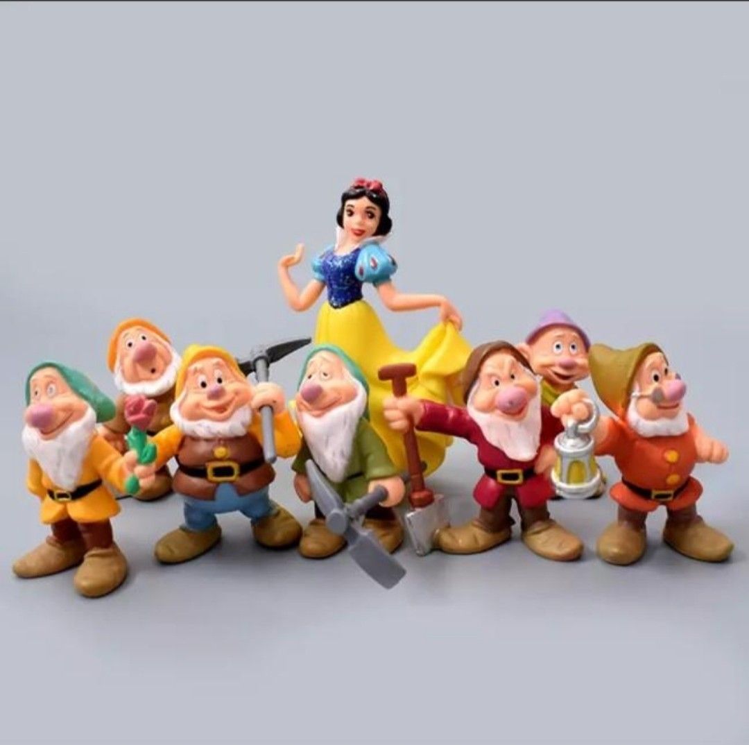 Snow White And 7 Seven Dwarves Figurines Birthday Cake Toppers Set Decoration Toy Disney 