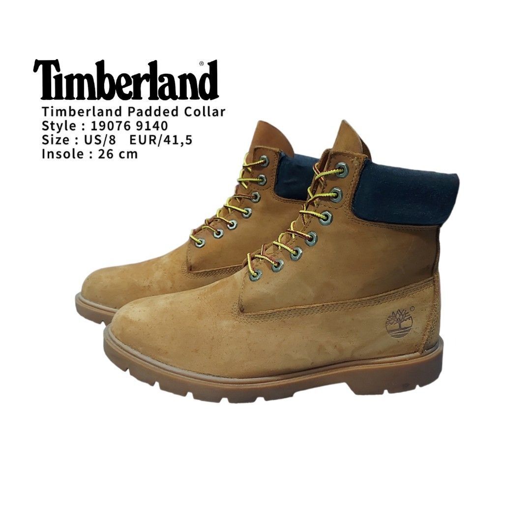 Timberland Boots 6 Inc 19076 Classic Padded Collar Size 41 5 Fesyen Pria Sepatu Sepatu Boot di Carousell