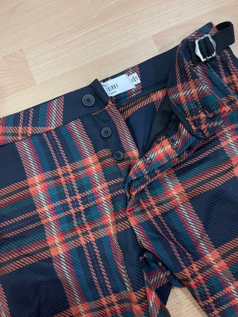 Topman stretch cheap skinny checkered trousers
