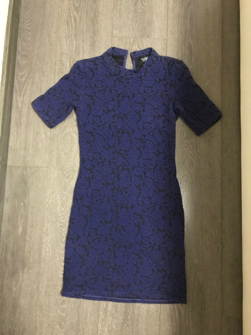 Topshop blue lace best sale dress