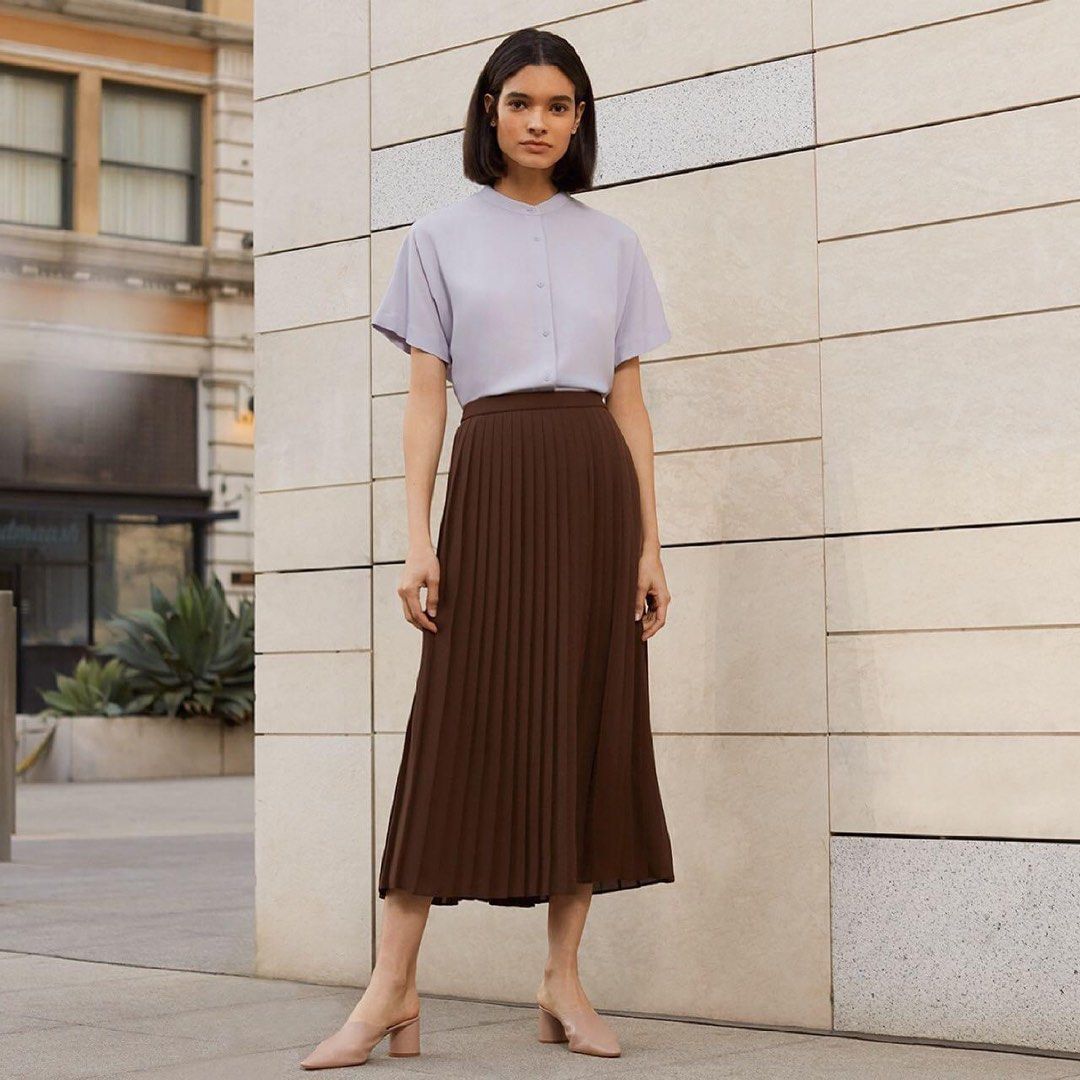 Brown skirt on sale uniqlo