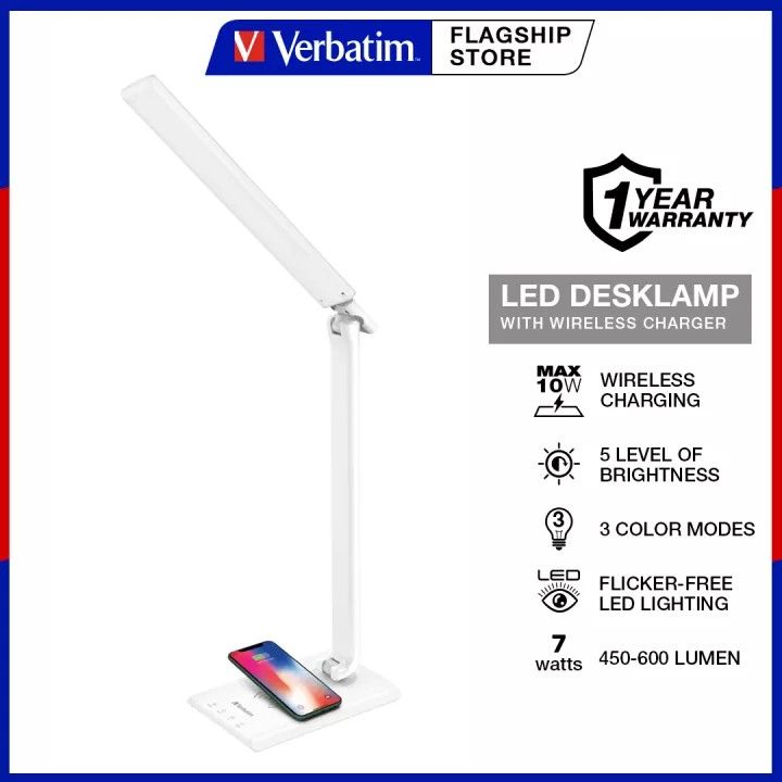 Verbatim led desk lamp with wireless charging 10w hot sale