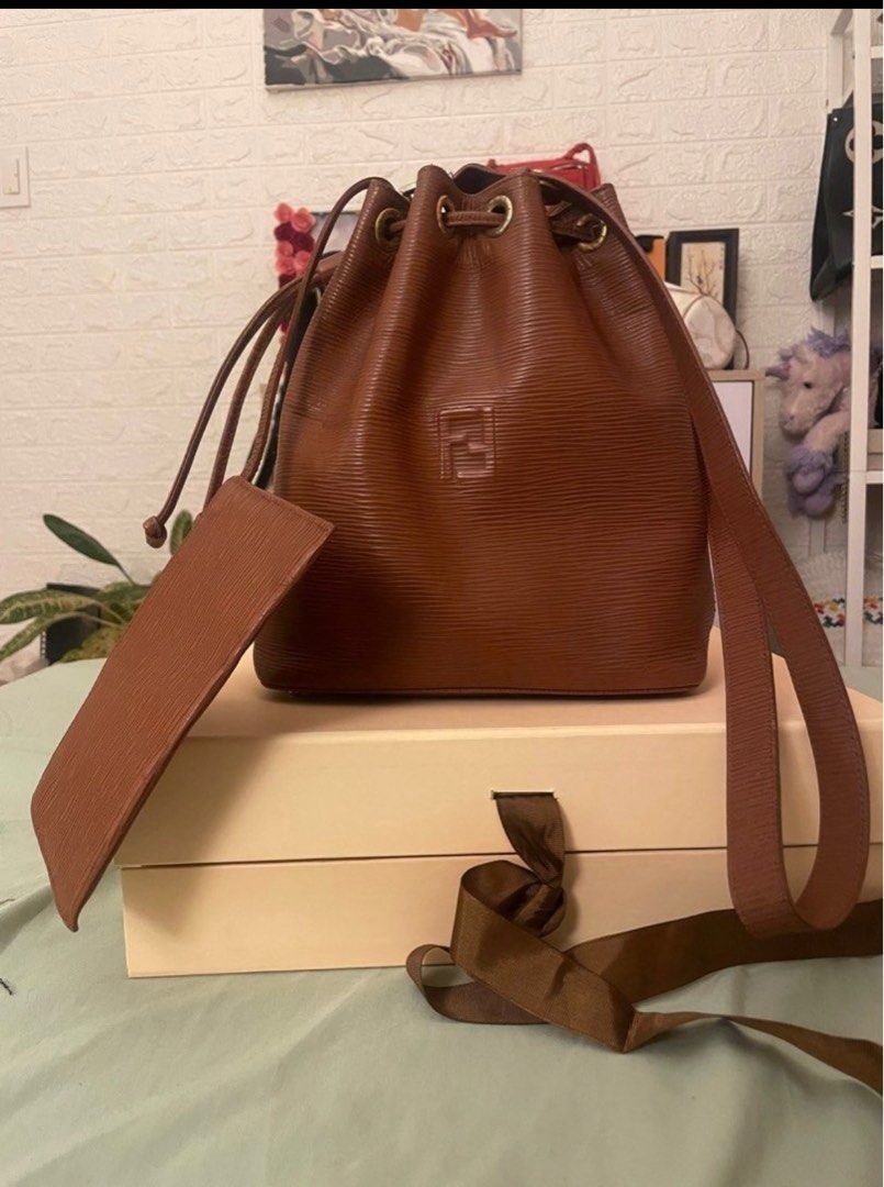 Fendi Vintage Epi Leather Drawstring Bucket Bag